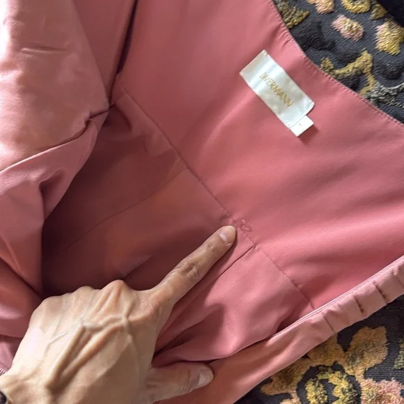 Zimmerman Rose Pink Sueded Silk Cocktail Dress Drape‎ Bodice size 1! 🌹 - Picture 7 of 9